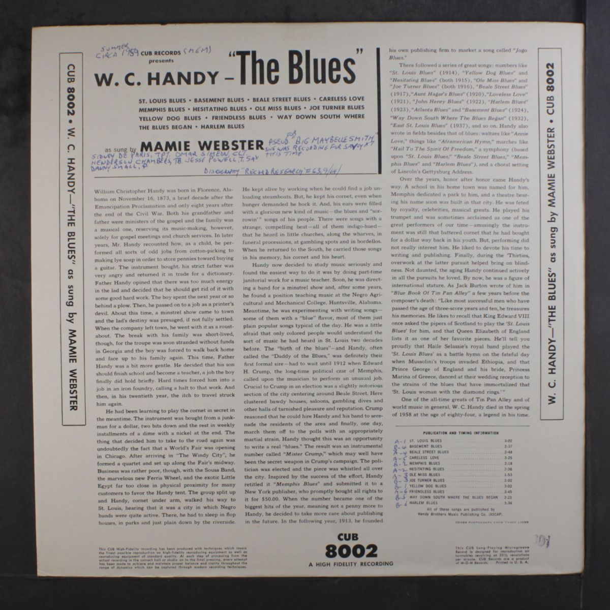 sings w.c. handy, the blues by MAMIE WEBSTER