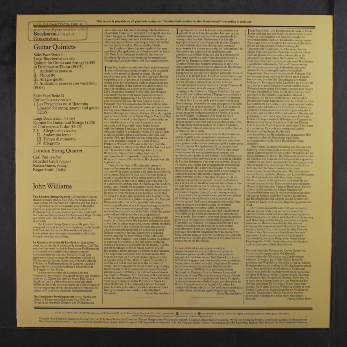boccherini: quintets by JOHN WILLIAMS