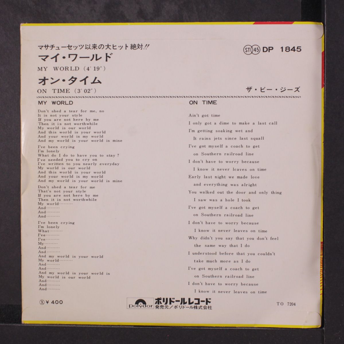 my world / on time by BEE GEES