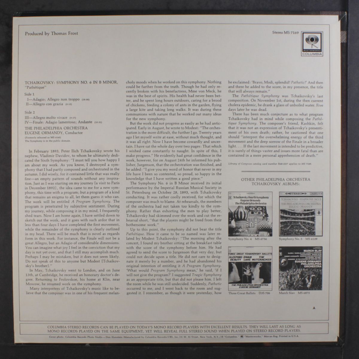 tchaikovsky: pathetique symphony by EUGENE ORMANDY