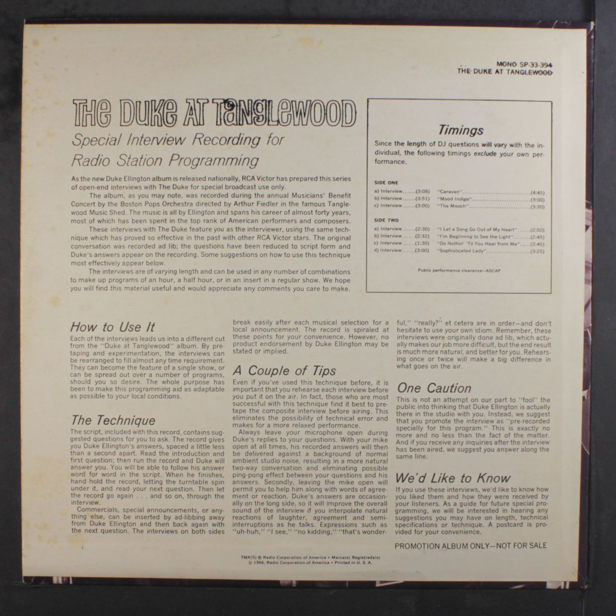 the duke at tanglewood interview by DUKE ELLINGTON