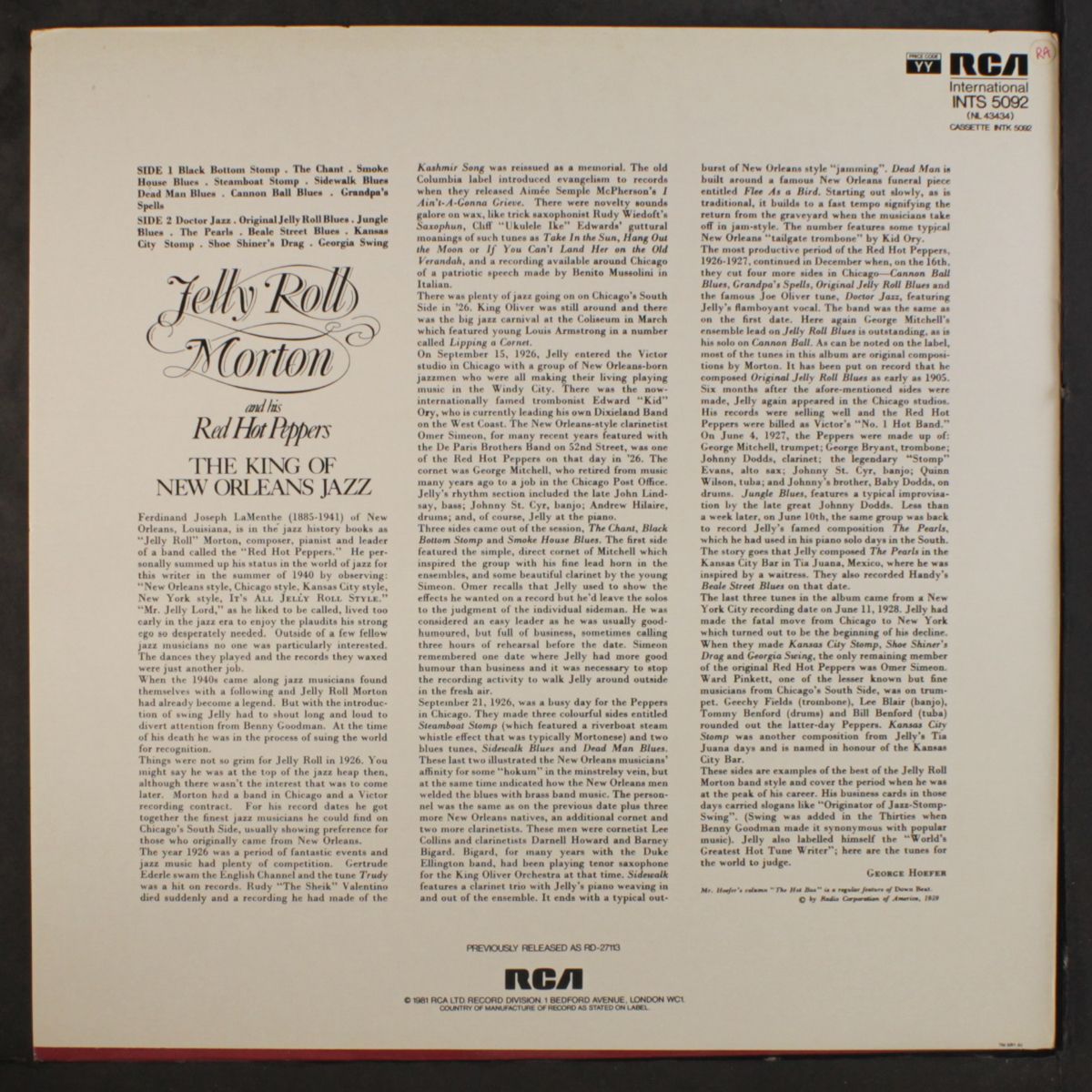 the king of new orleans jazz by JELLY ROLL MORTON