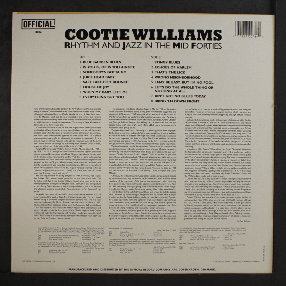 rhythm and jazz in the mid forties by COOTIE WILLIAMS