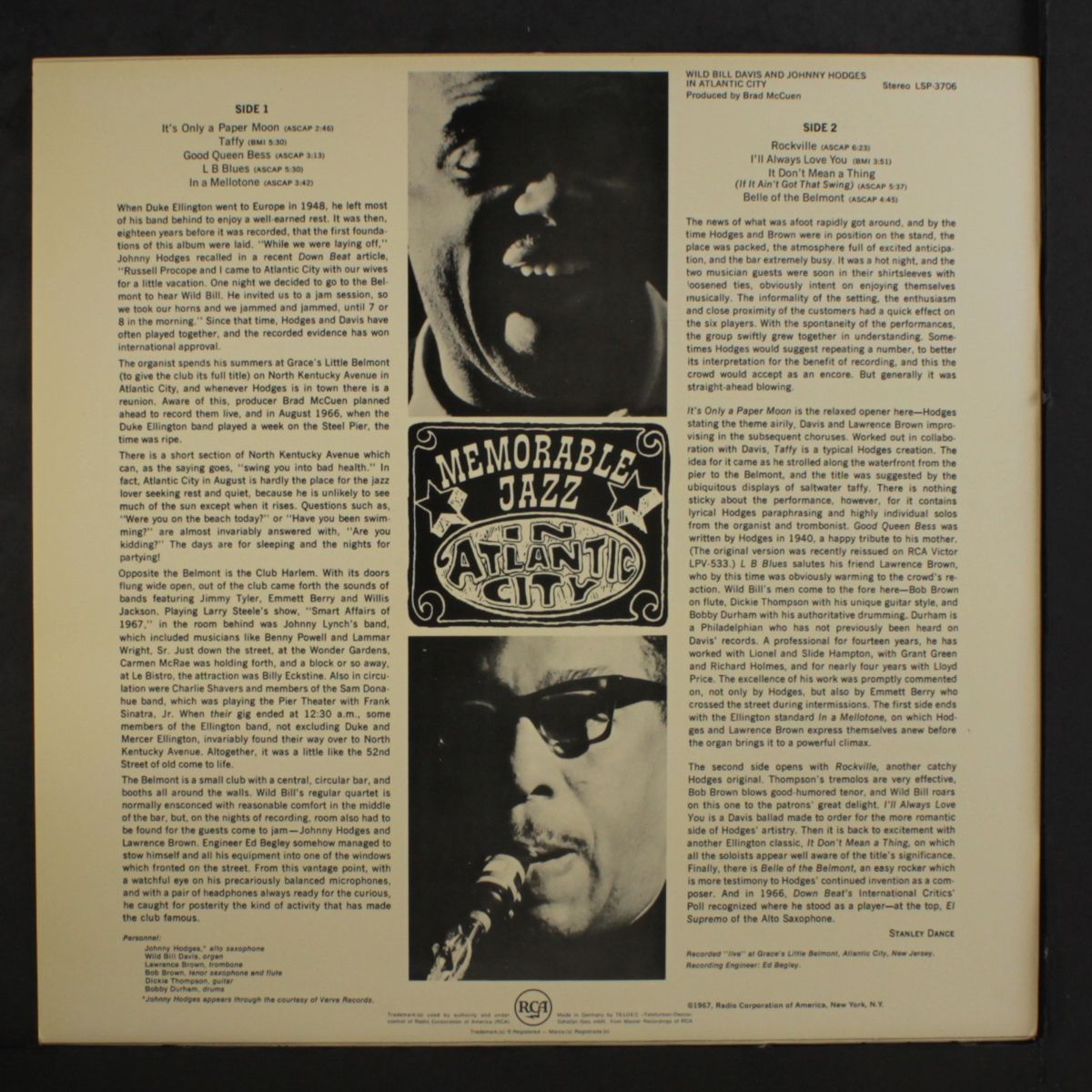 in atlantic city by WILD BILL DAVIS & JOHNNY HODGES