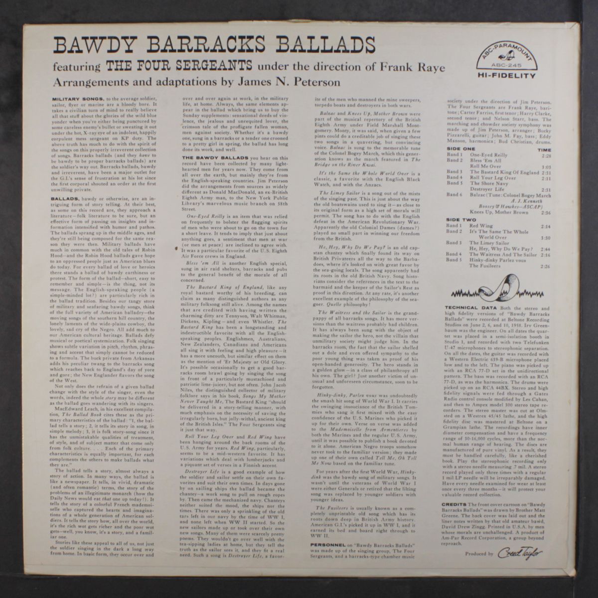 bawdy barracks ballads by FOUR SERGEANTS
