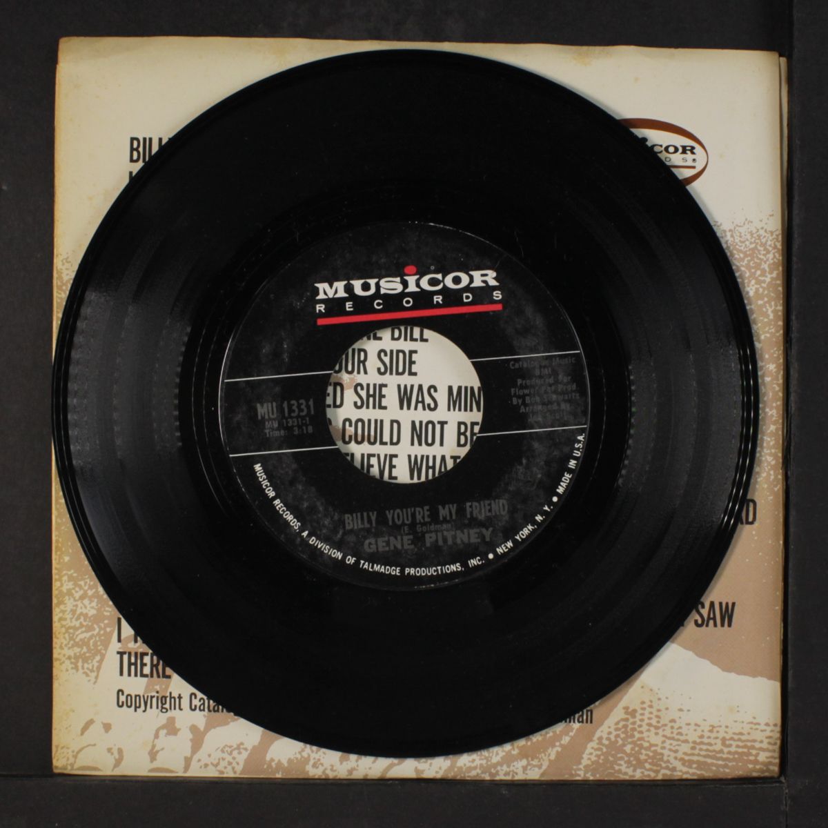 billy you're my friend / lonely drifter by GENE PITNEY
