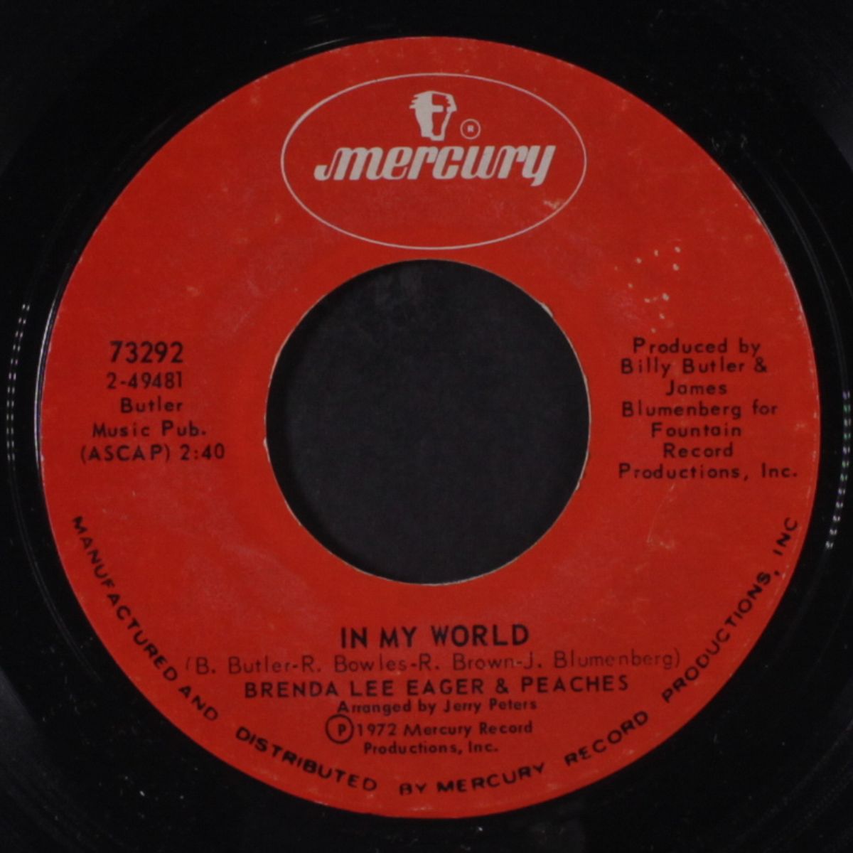 in my world / i'm a lonely woman by BRENDA LEE EAGER & PEACHES