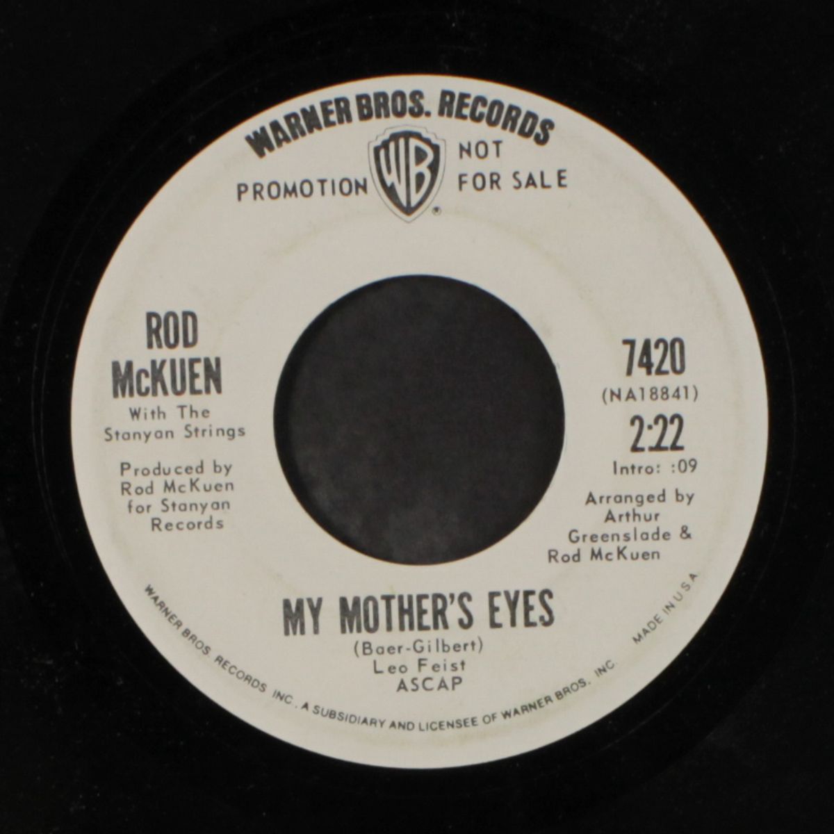 my mother's eyes / soldiers who want to be heroes by ROD MCKUEN