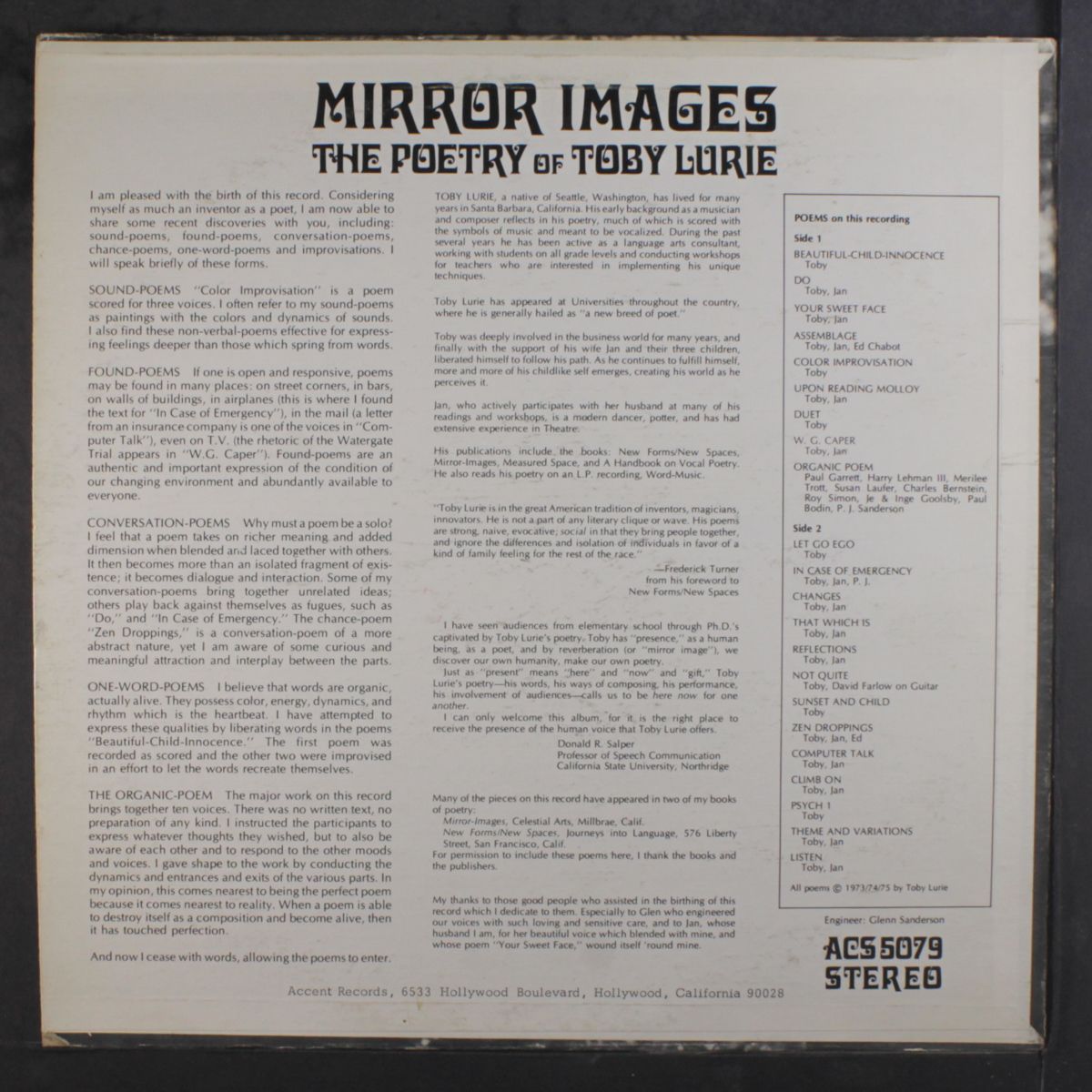 mirror images: the poetry of toby lurie by TOBY LURIE