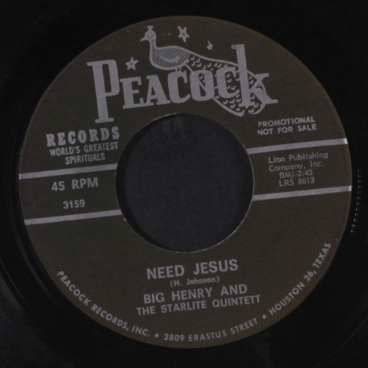 need jesus / hold on by BIG HENRY & STARLITE QUINTETT