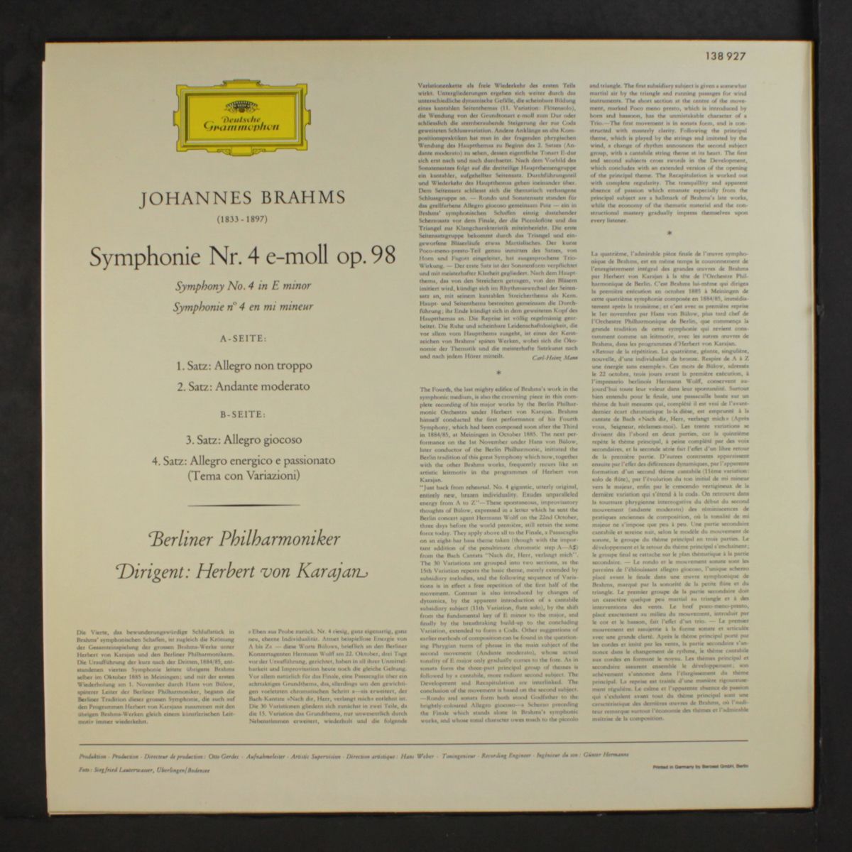 brahms: symphony no. 4 by HERBERT VON KARAJAN