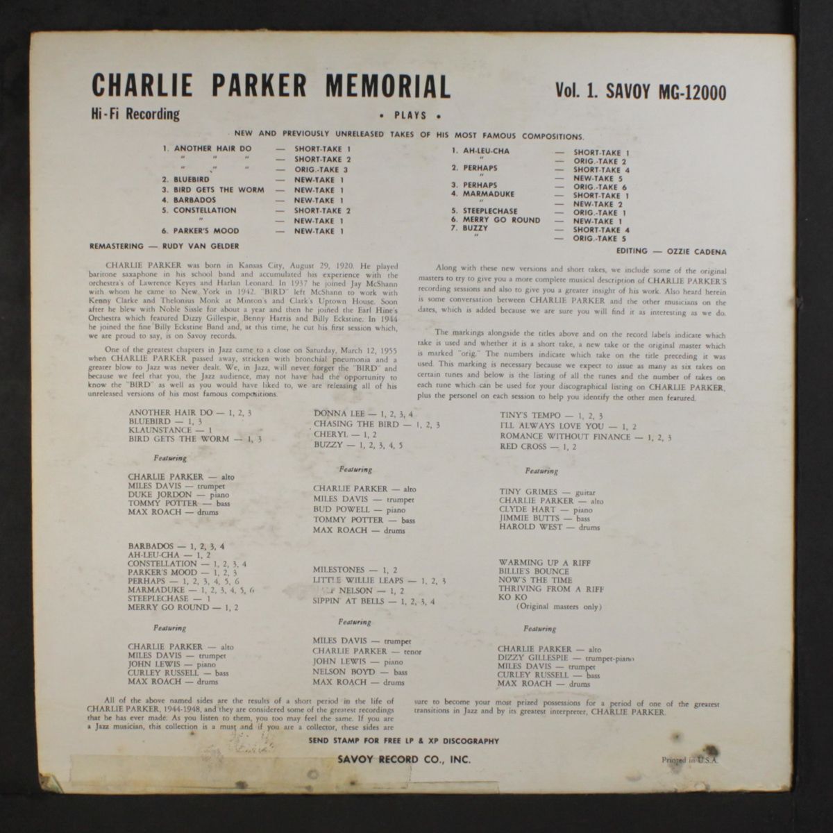 memorial, vol. 1 by CHARLIE PARKER