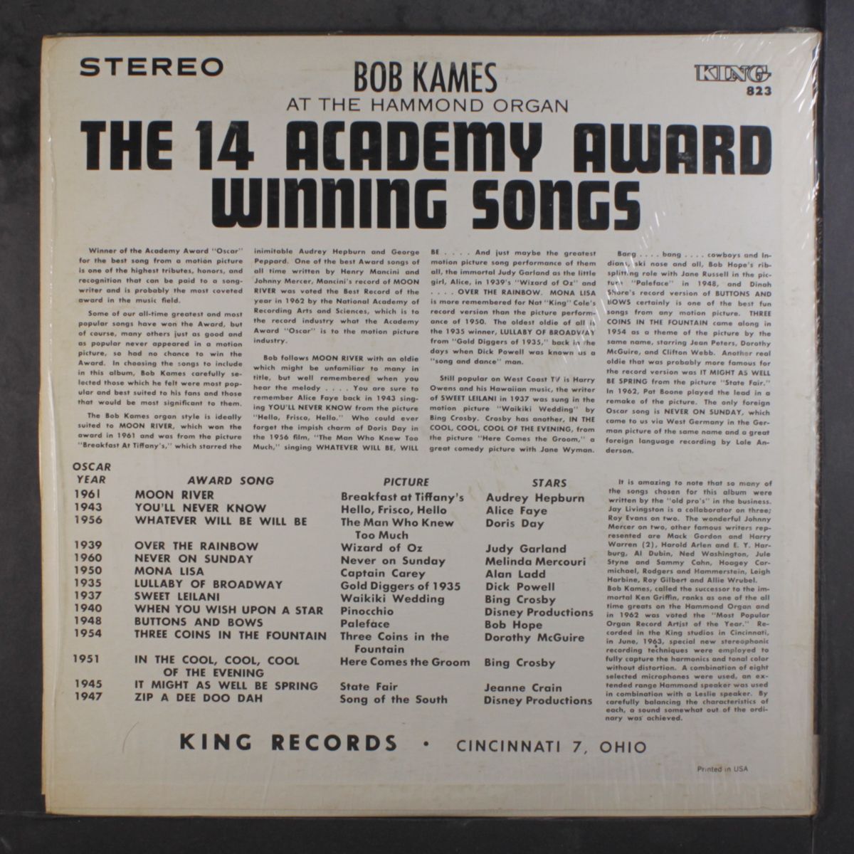 the 14 academy award winning songs by BOB KAMES