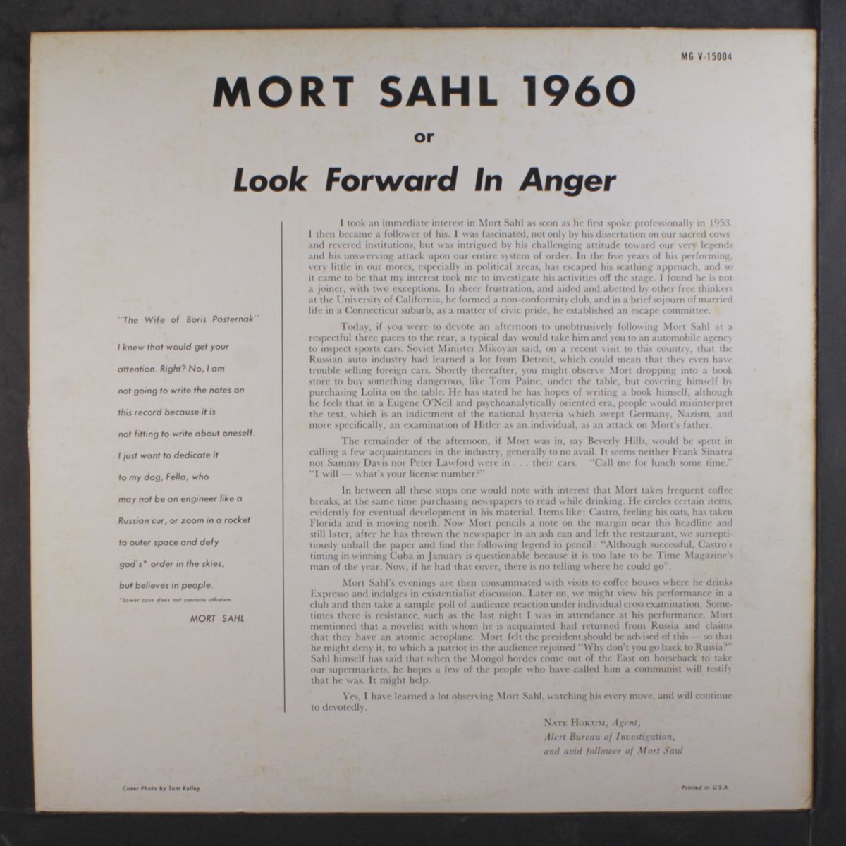 1960 or look forward in anger by MORT SAHL