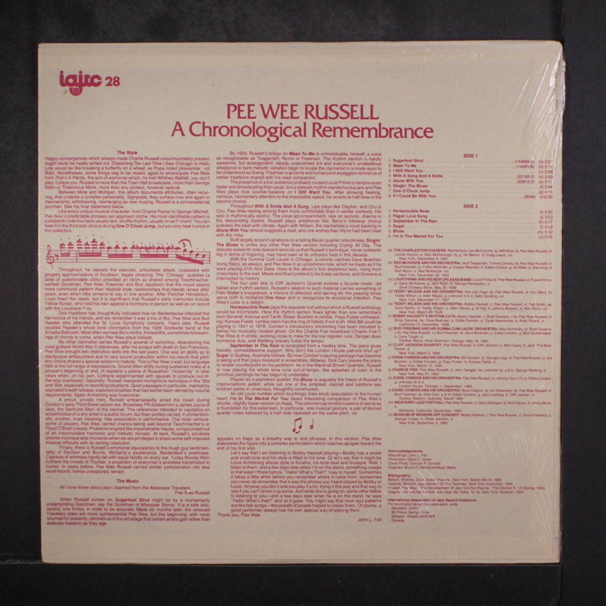 a chronological remembrance by PEE WEE RUSSELL