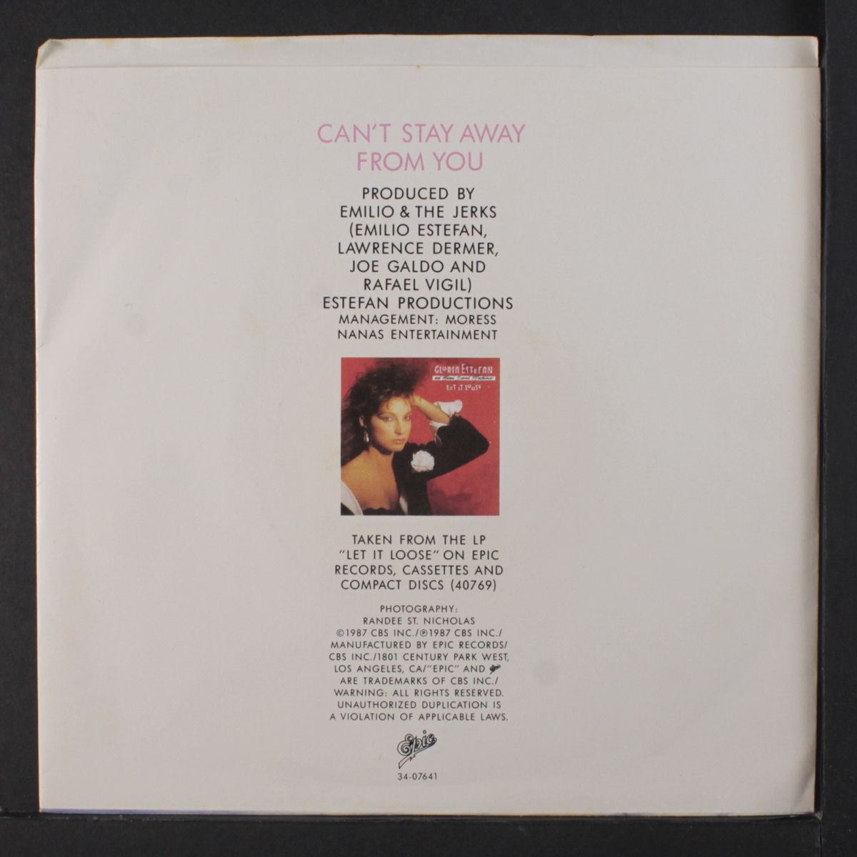 can't stay away from you / let it loose by GLORIA ESTEFAN