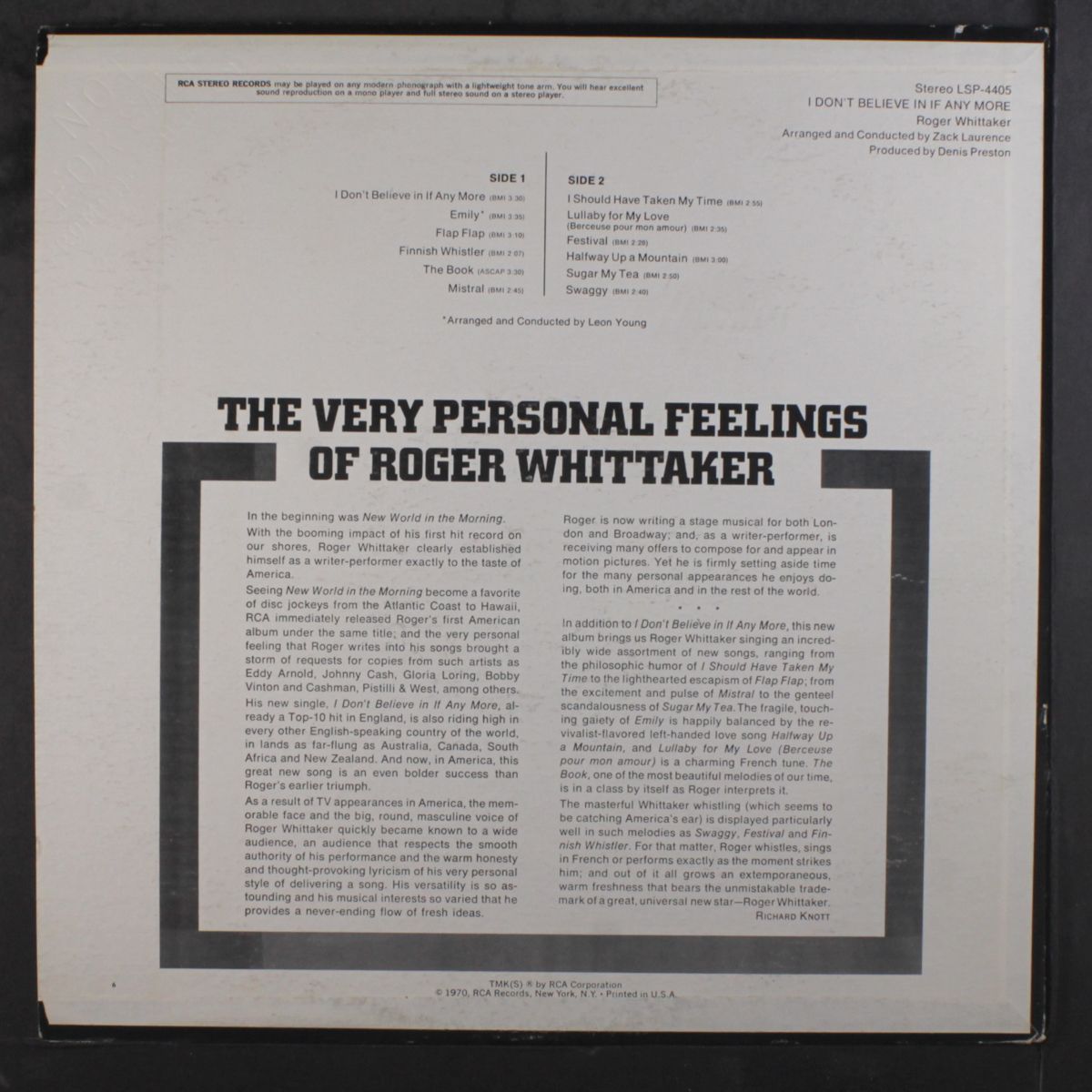 i don't believe in if any more by ROGER WHITTAKER