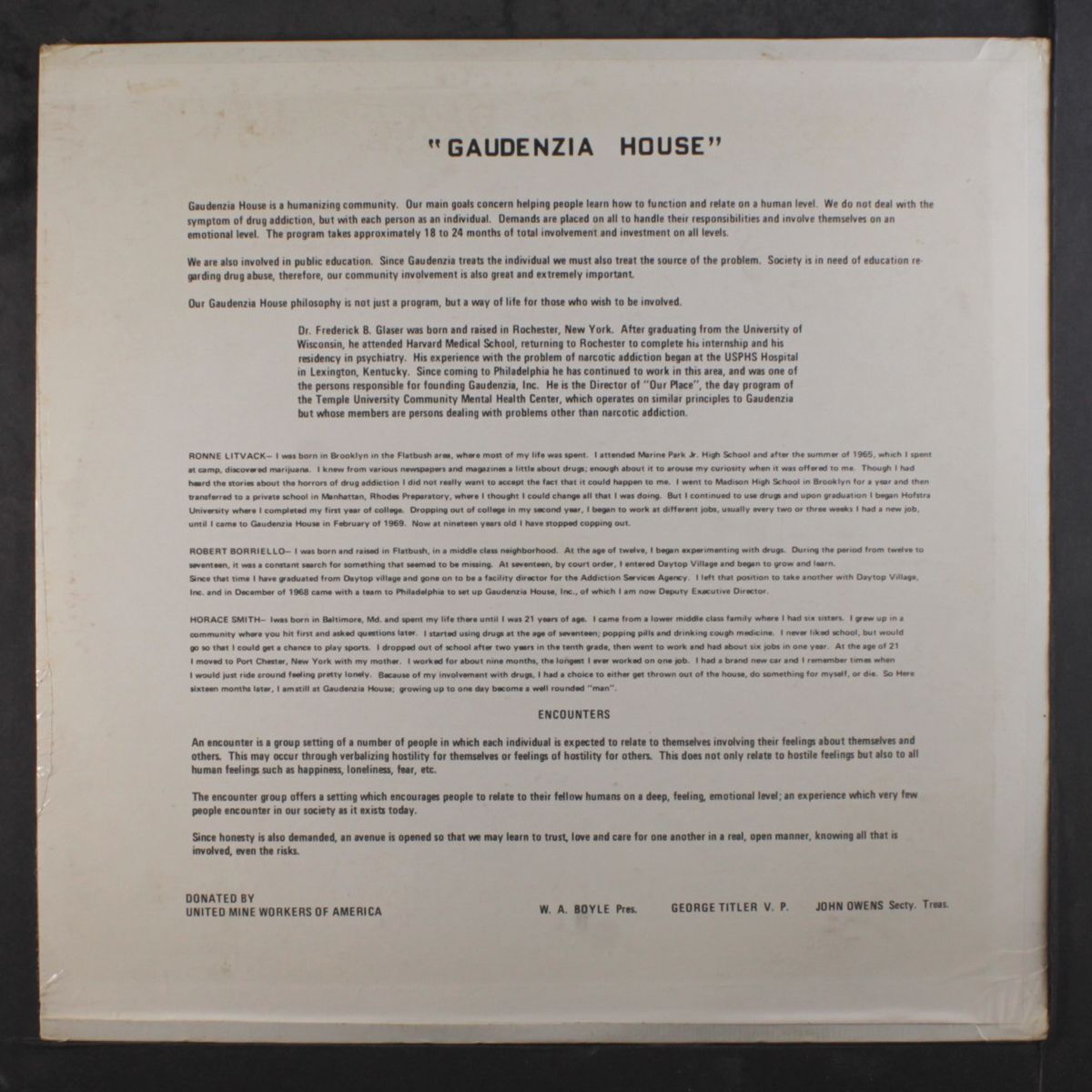 drugs won't get it, people will by GAUDENZIA HOUSE