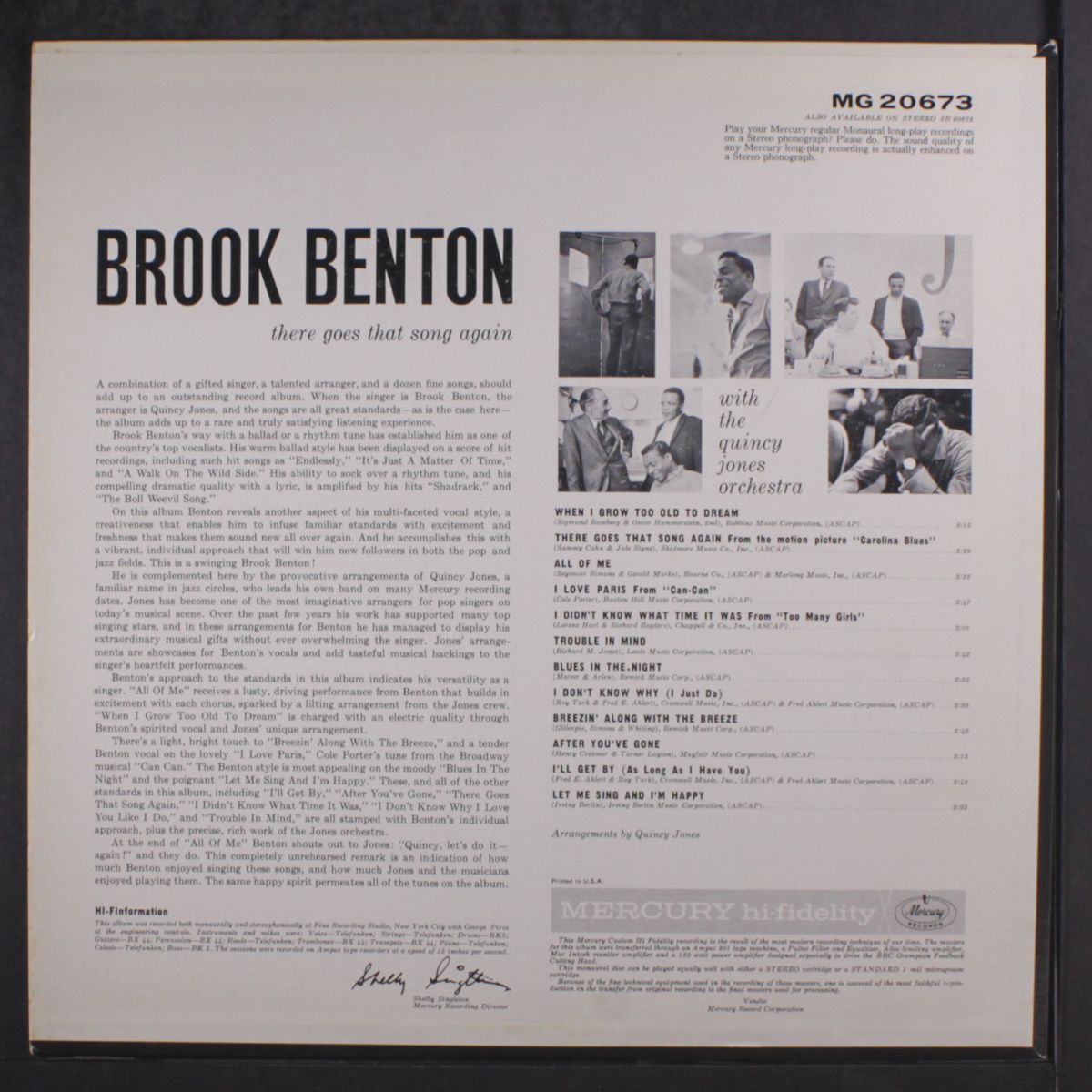 there goes that song again by BROOK BENTON