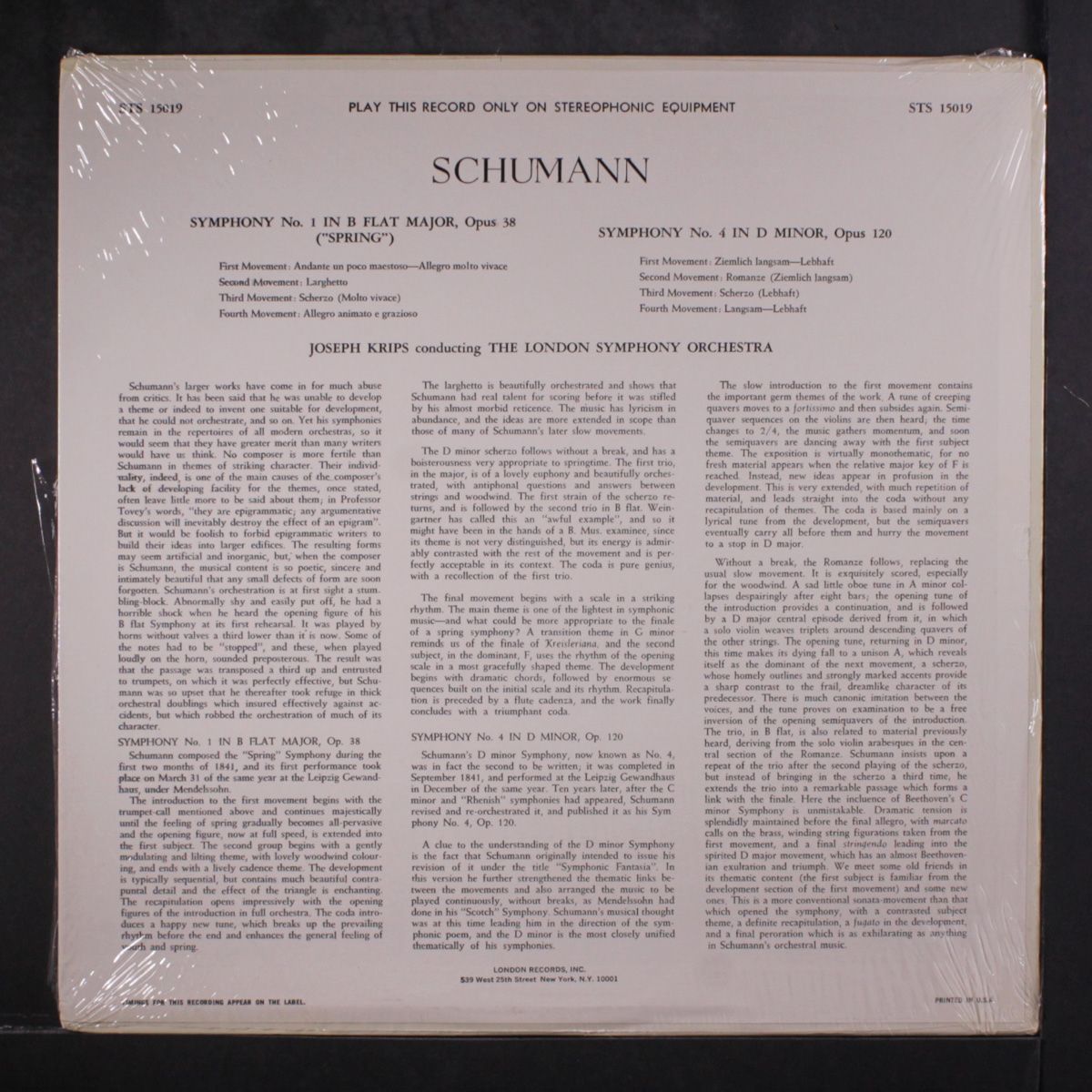 schumann: symphony no. 1 "spring" / symphony no. 4 by LONDON SYMPHONY ORCHESTRA