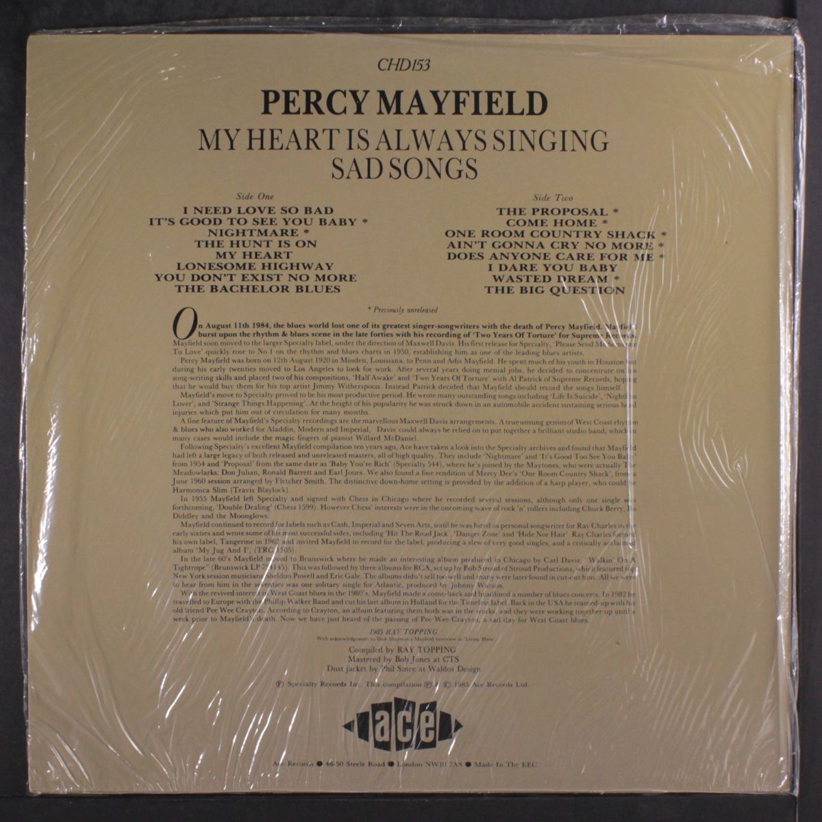my heart is always singing sad songs by PERCY MAYFIELD