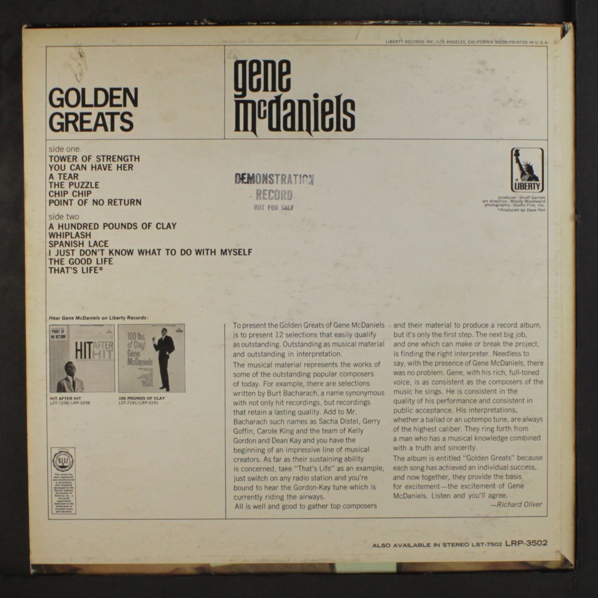 golden greats by GENE MCDANIELS