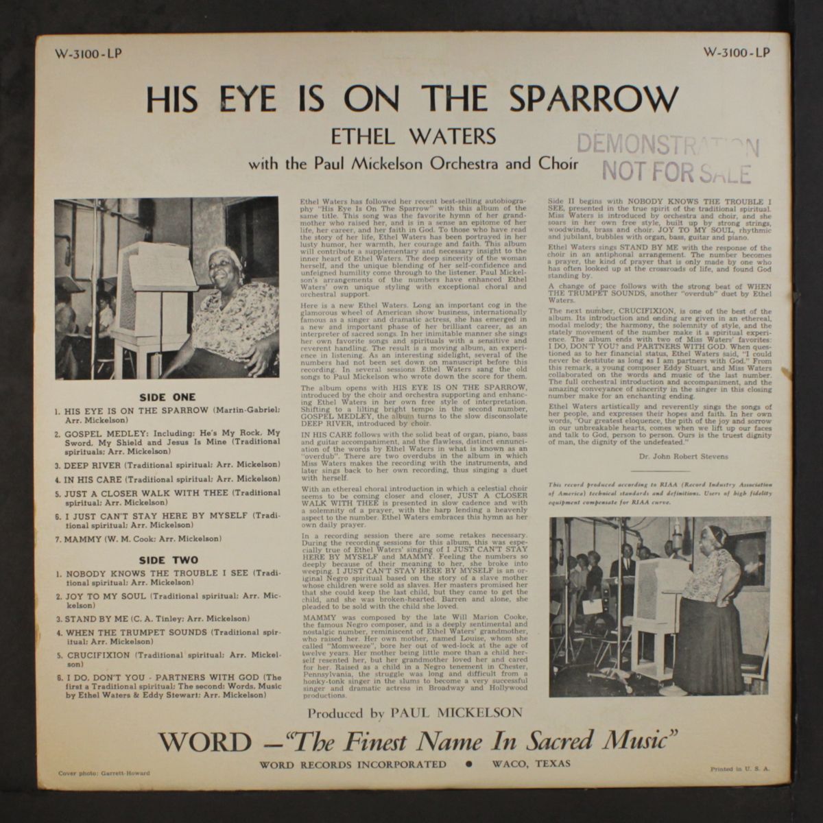 his eye is on the sparrow by ETHEL WATERS