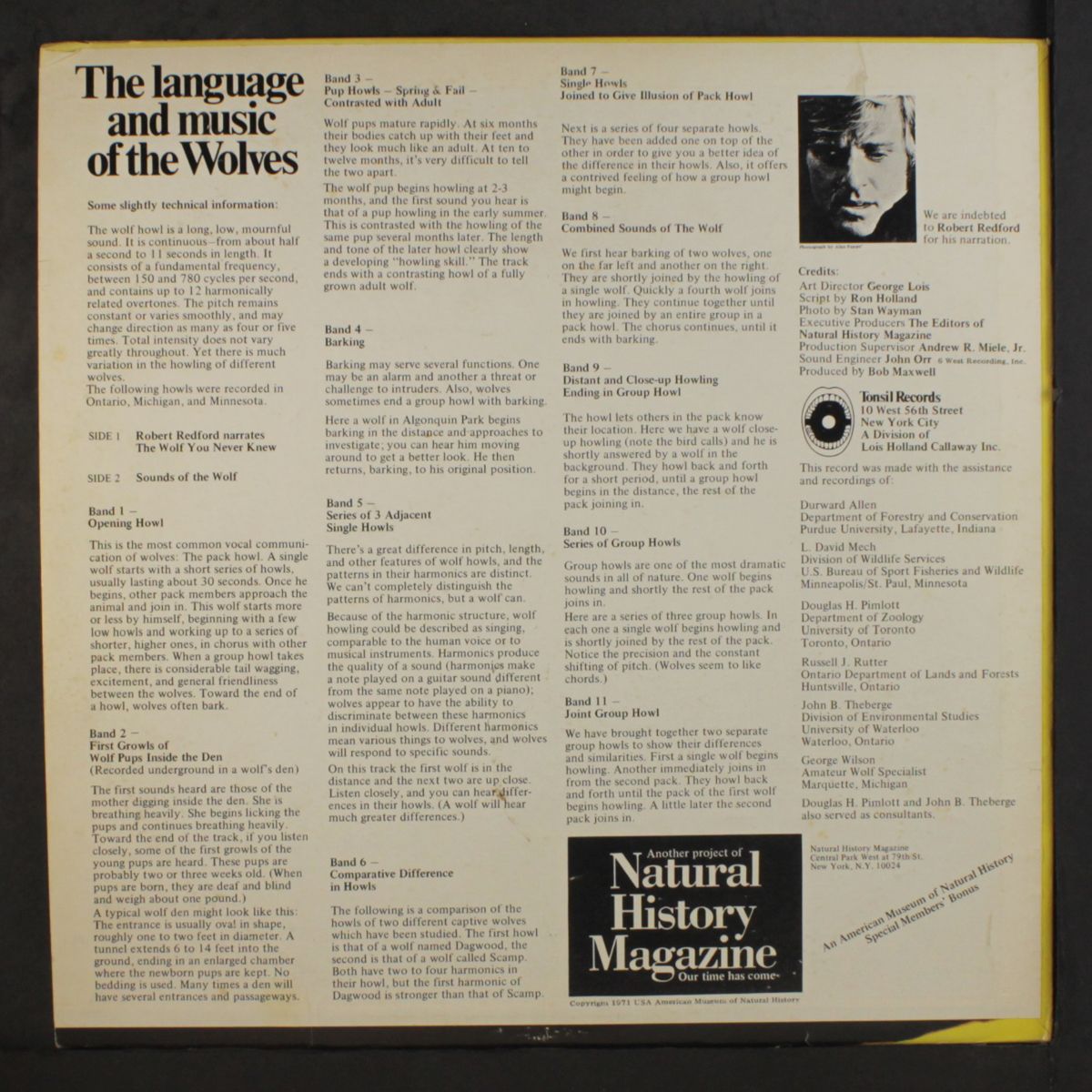 language and music of wolves by ROBERT REDFORD
