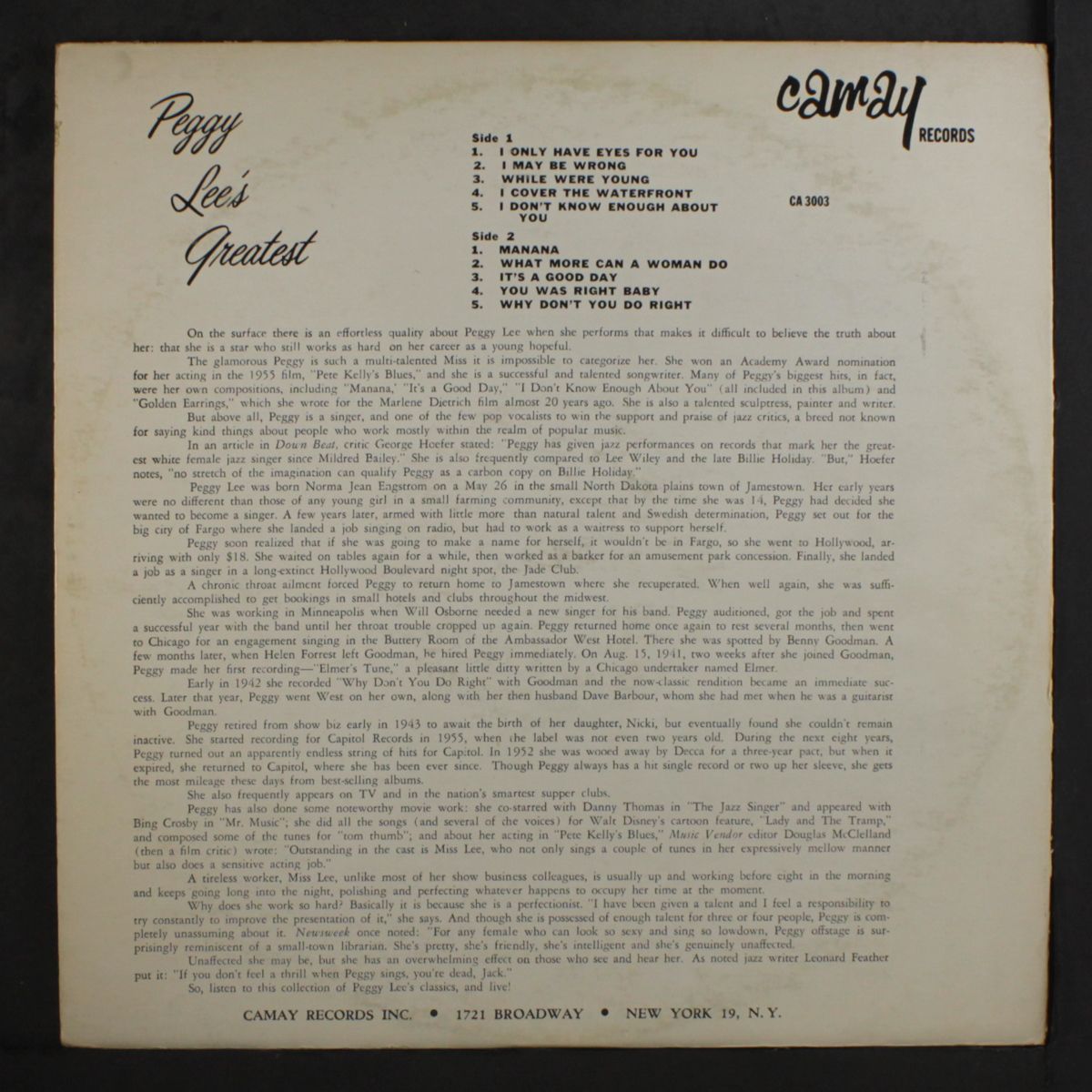 greatest by PEGGY LEE