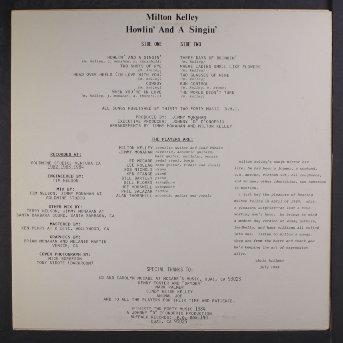 howlin' and a singin' by MILTON KELLEY