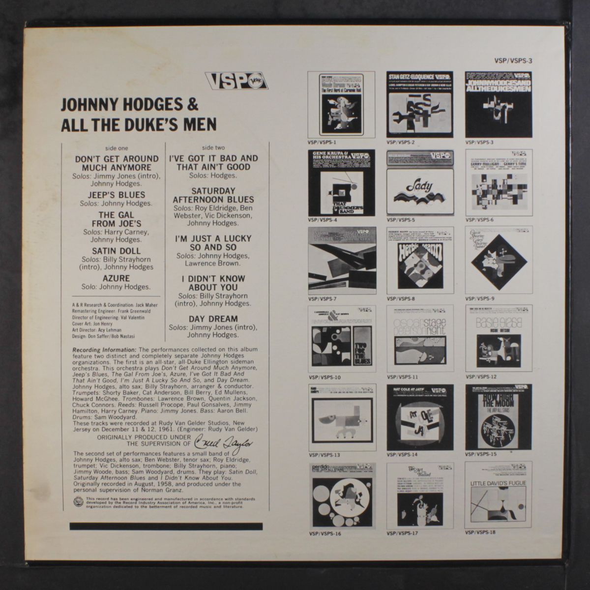 johnny hodges and all the duke's men by JOHNNY HODGES