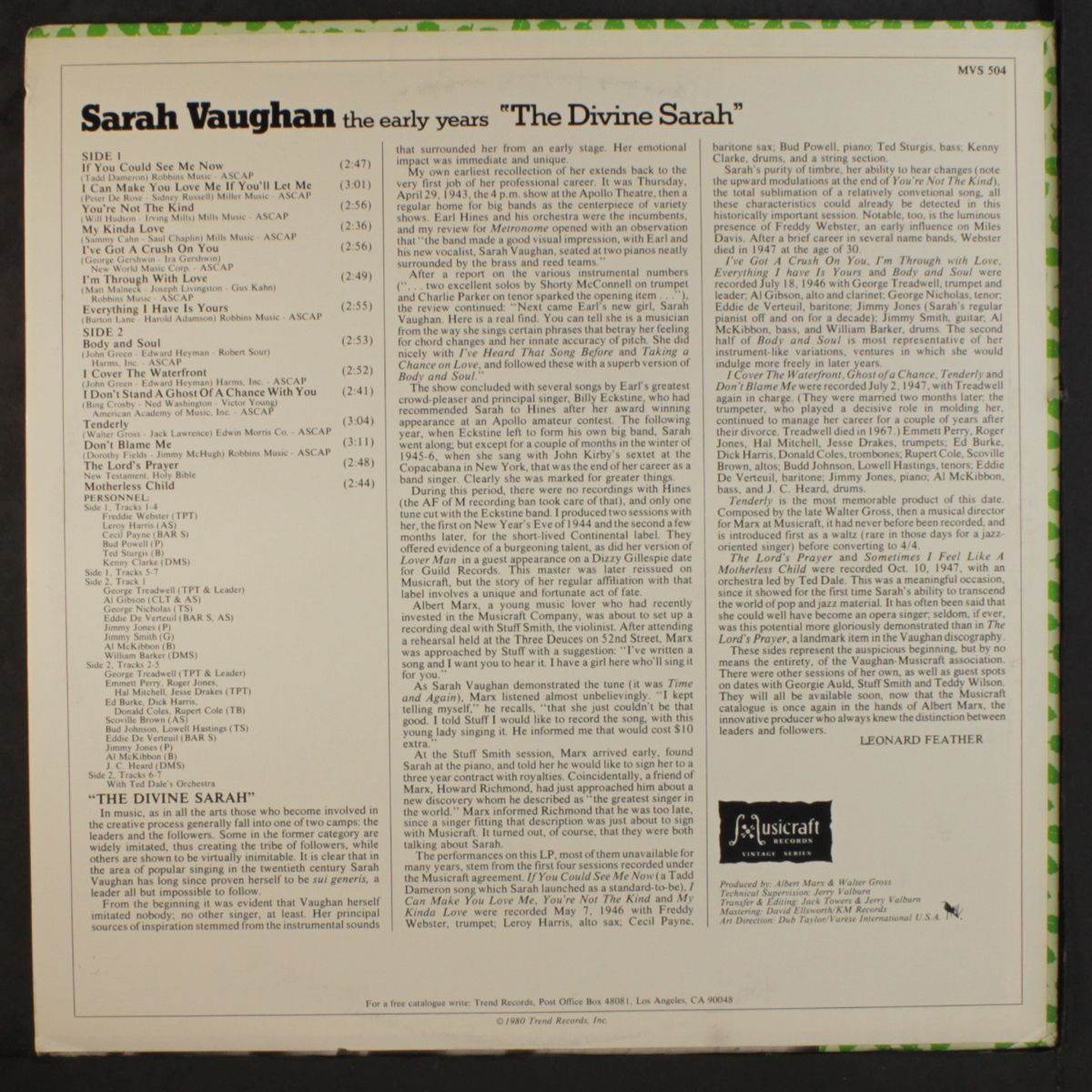 the divine sarah by SARAH VAUGHAN