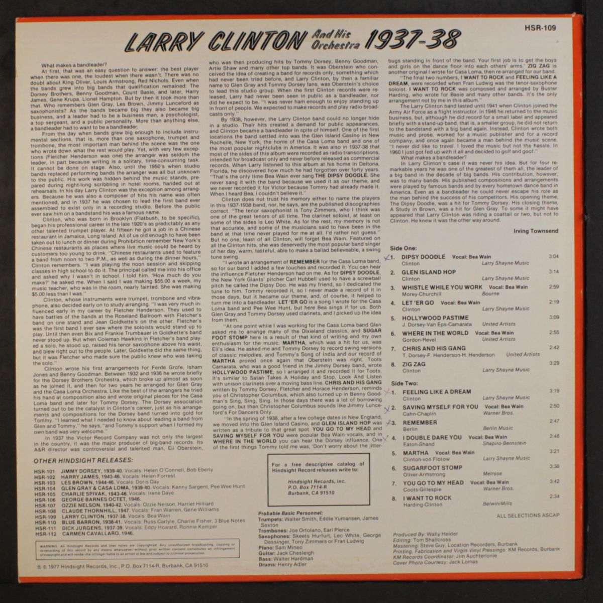 the uncollected 1937-1938 with bea wain by LARRY CLINTON