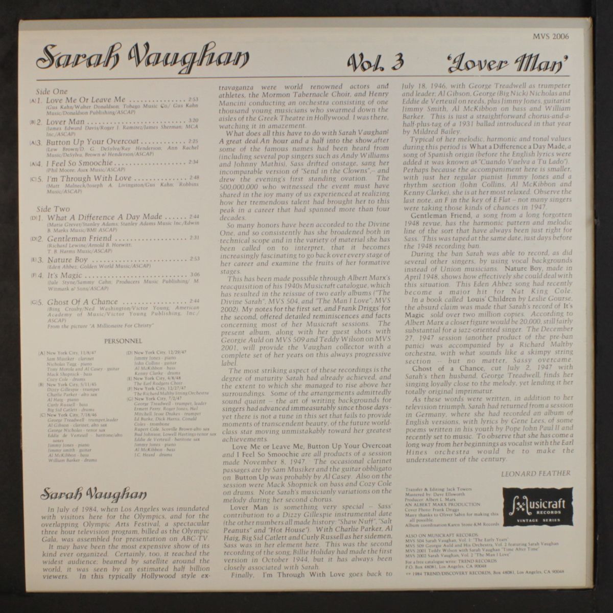 lover man, vol. 3 by SARAH VAUGHAN