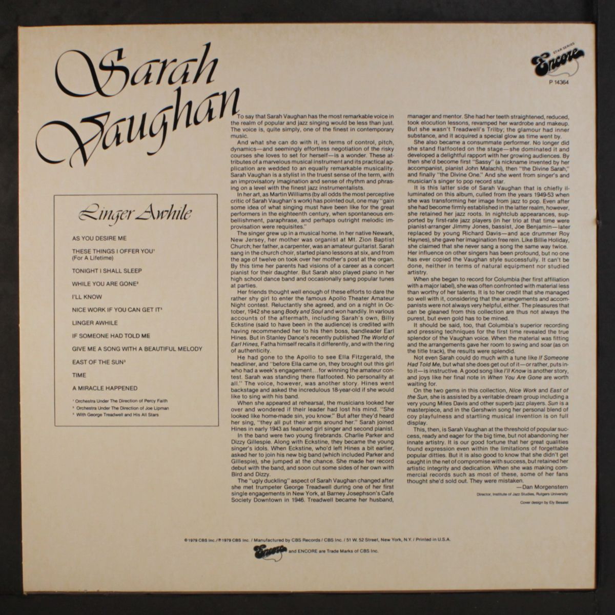 linger awhile by SARAH VAUGHAN