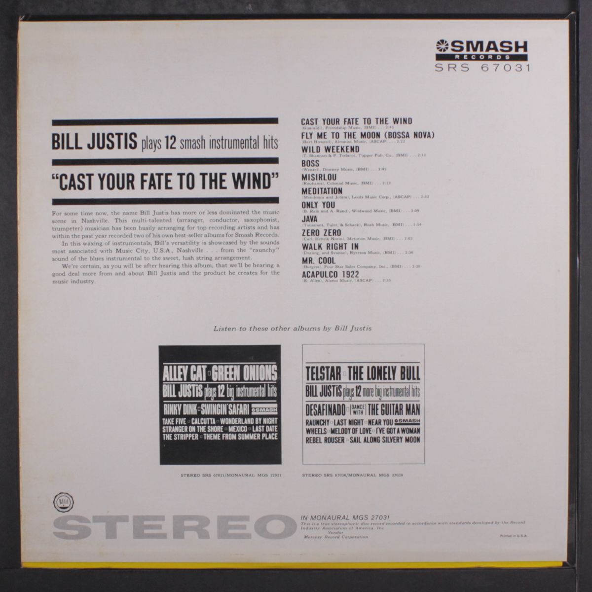 plays 12 smash instrumental hits by BILL JUSTIS