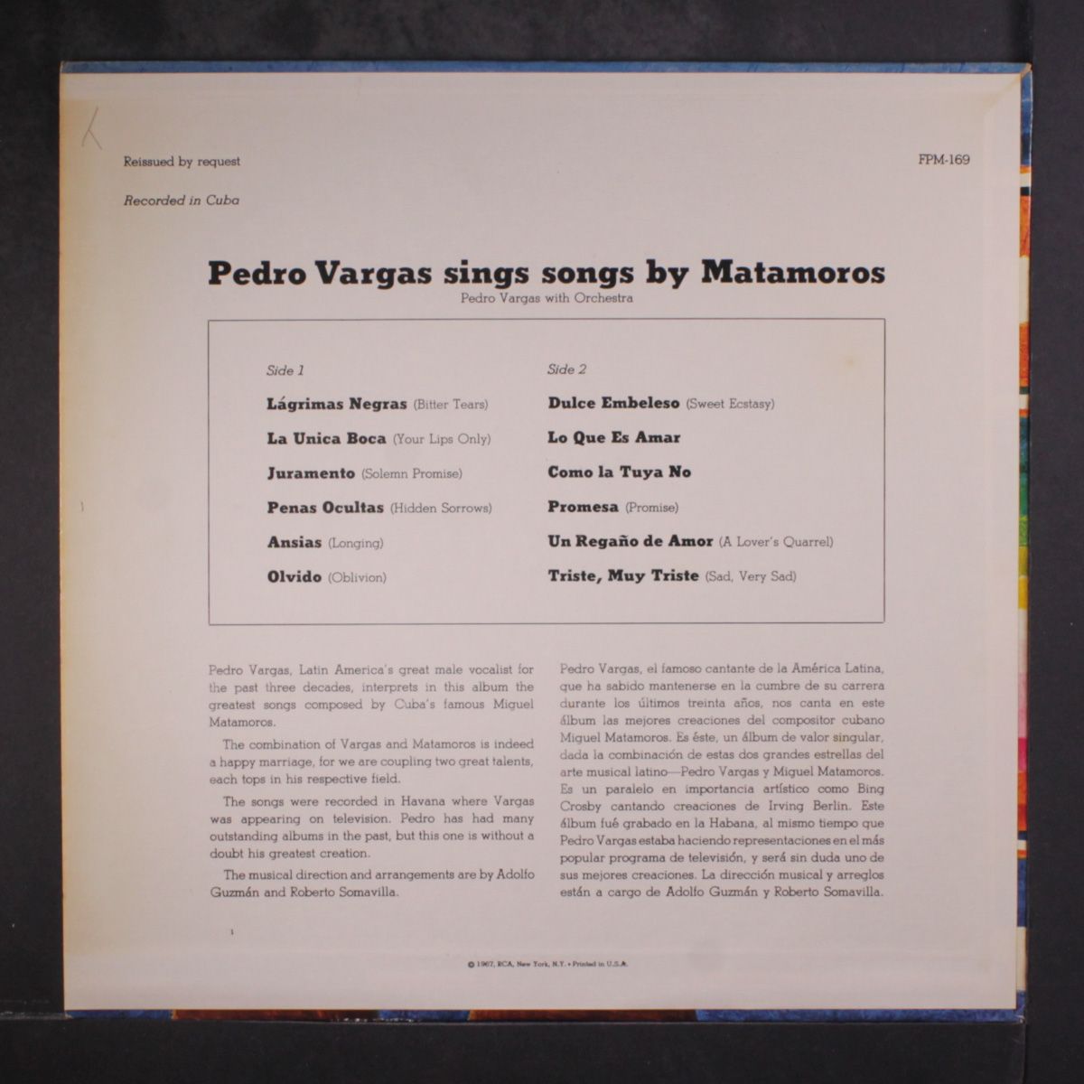 sings songs by matamoros by PEDRO VARGAS