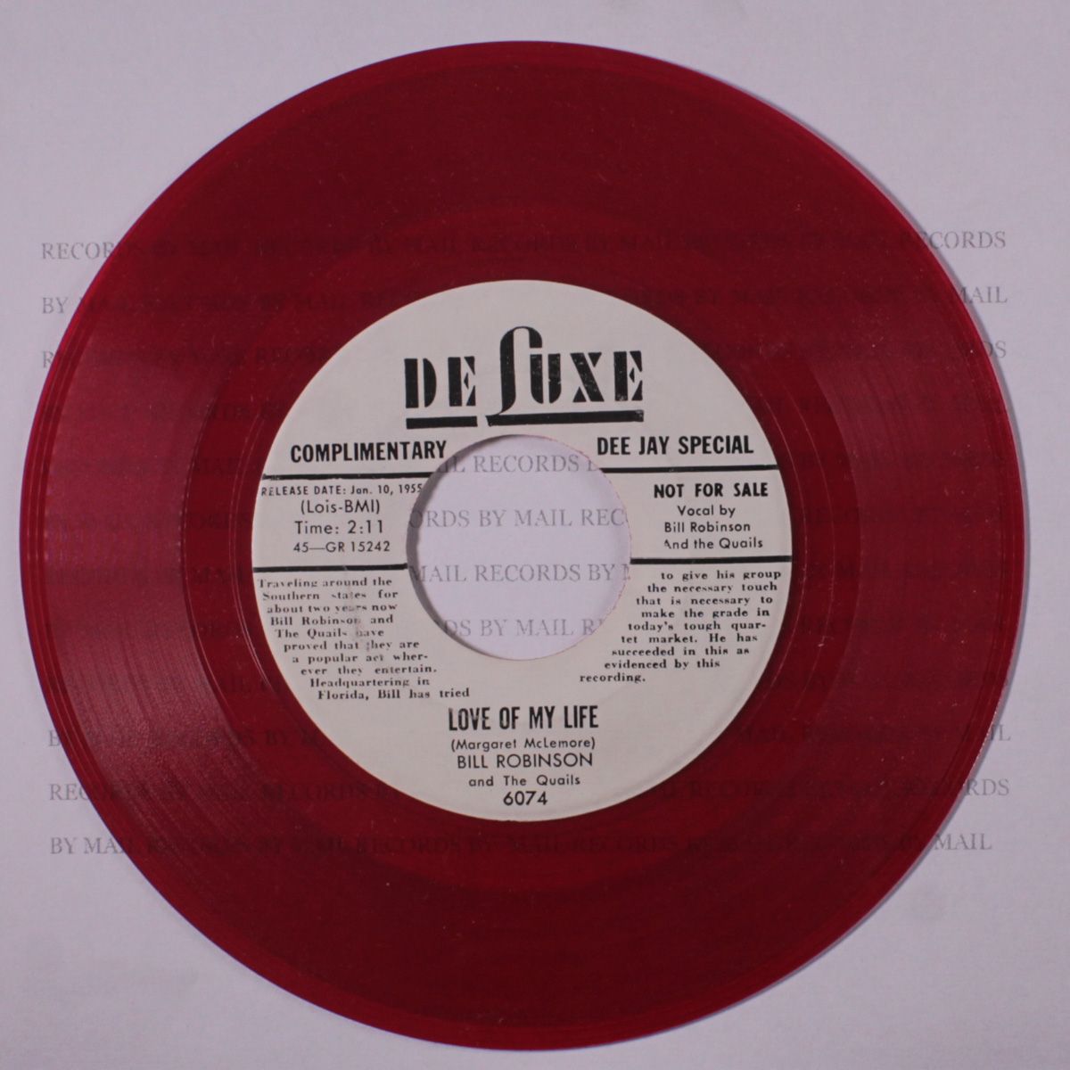 love of my life / oh sugar by BILL ROBINSON & QUAILS