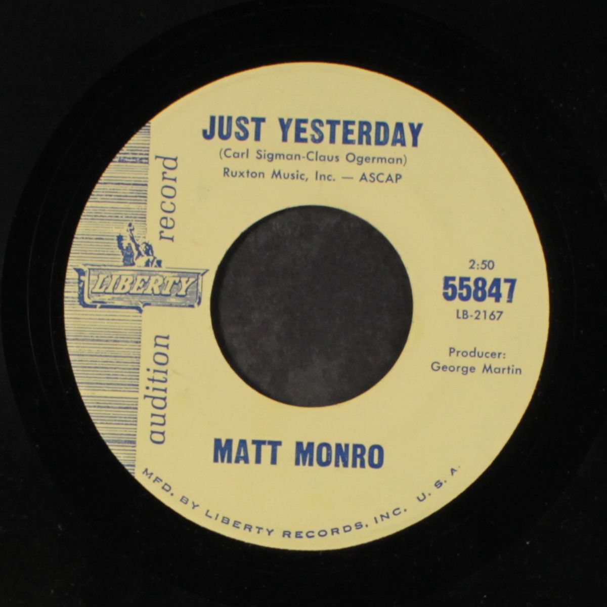 yesterday / just yesterday by MATT MONRO