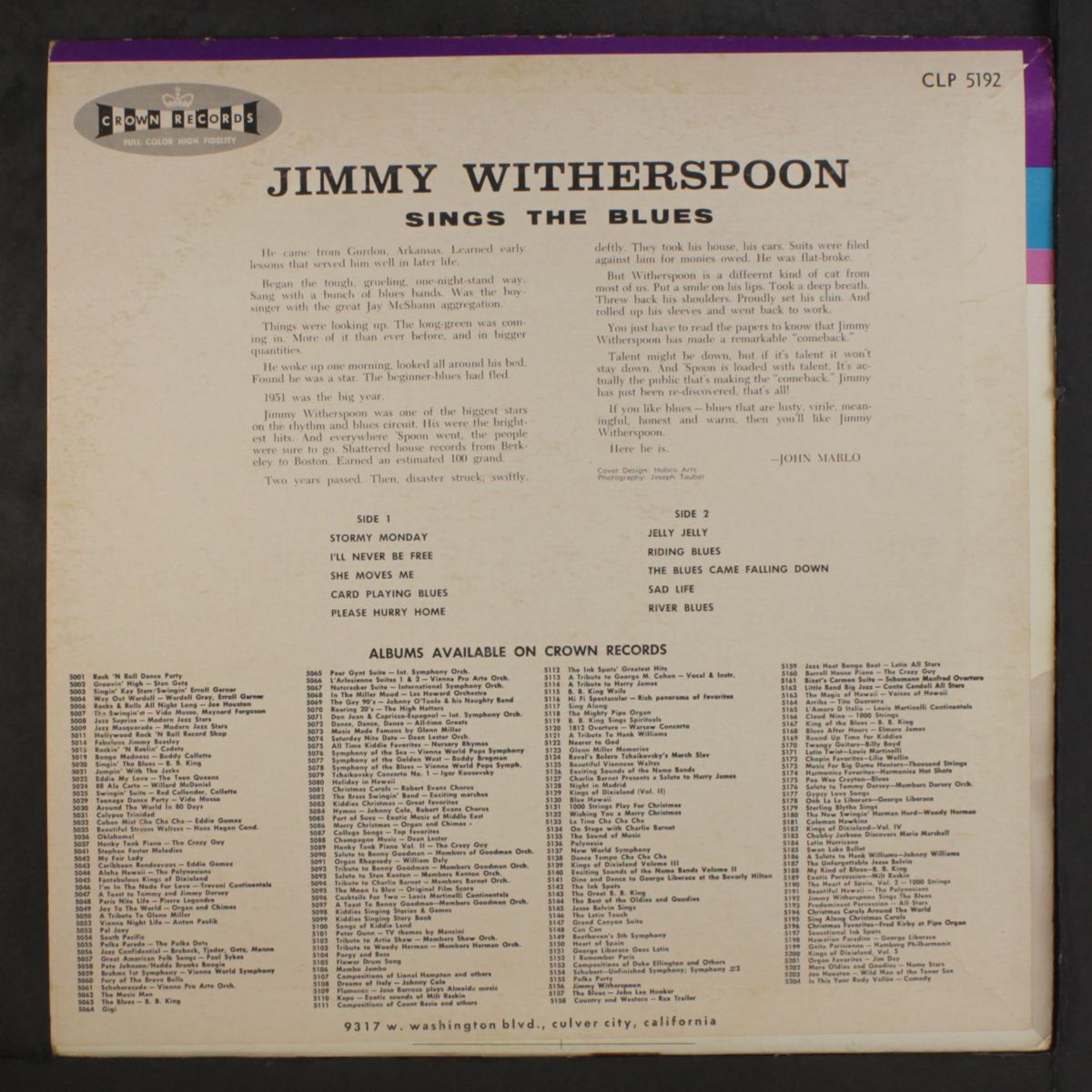 sings the blues by JIMMY WITHERSPOON