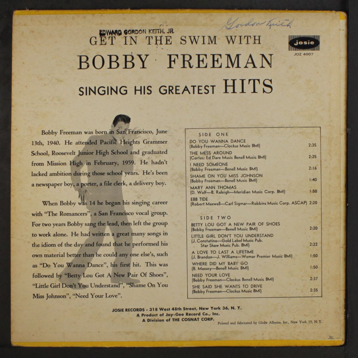 get in the swim with bobby freeman / singing his greatest hits by BOBBY FREEMAN