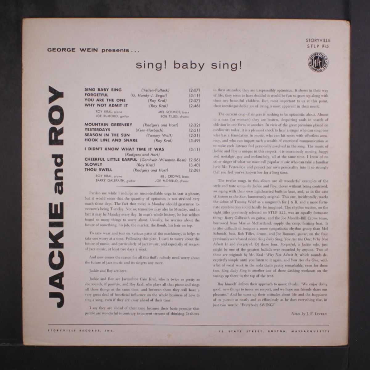 sing! baby sing! by JACKIE CAIN & ROY KRAL