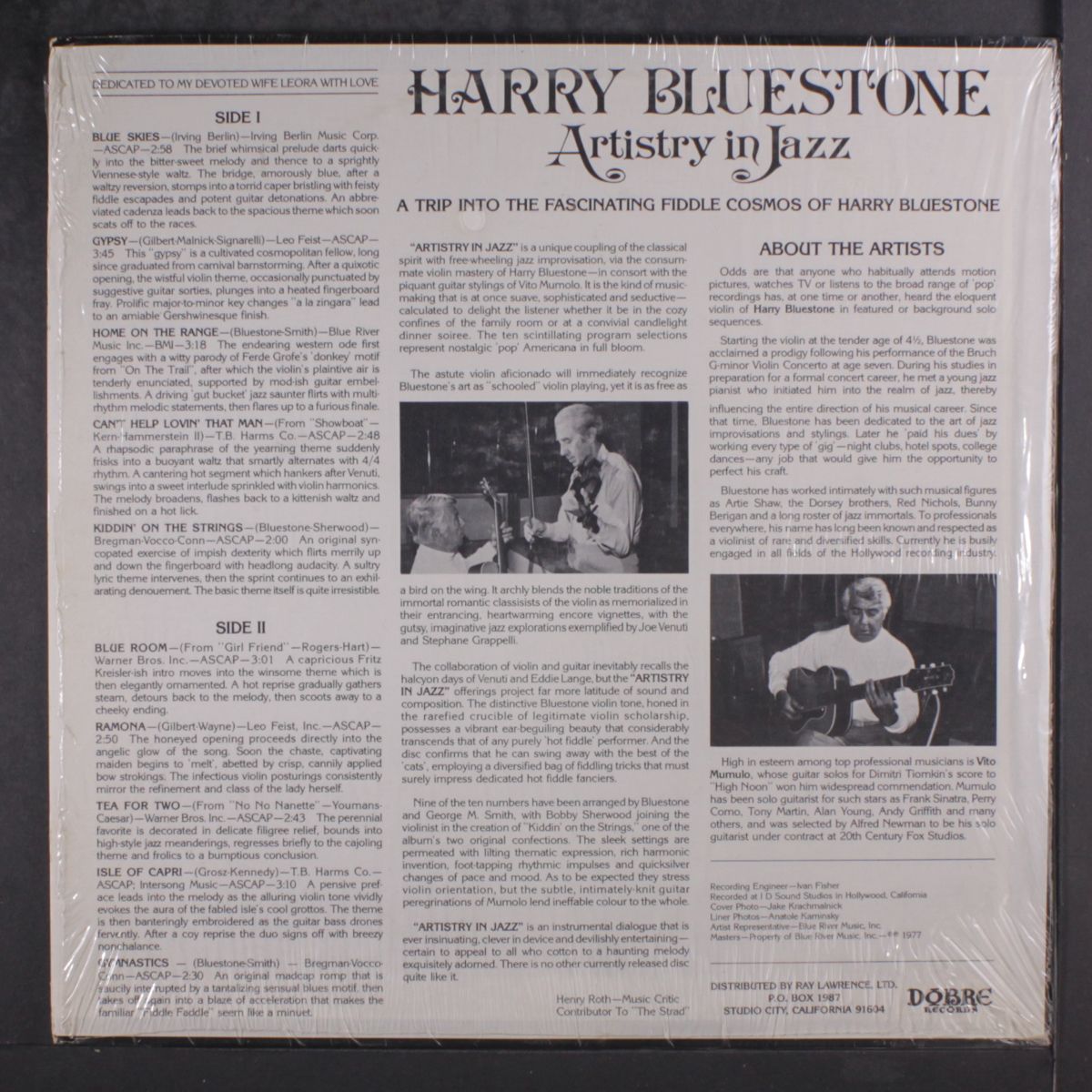 artistry in jazz by HARRY BLUESTONE