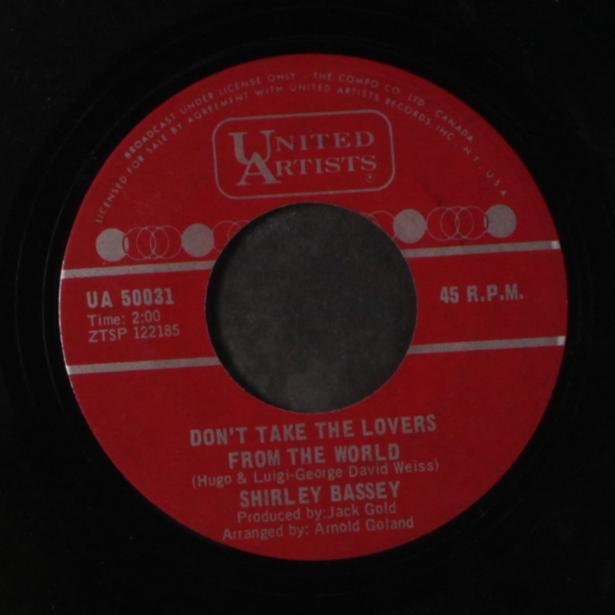 don't take the lovers from the world / take away by SHIRLEY BASSEY
