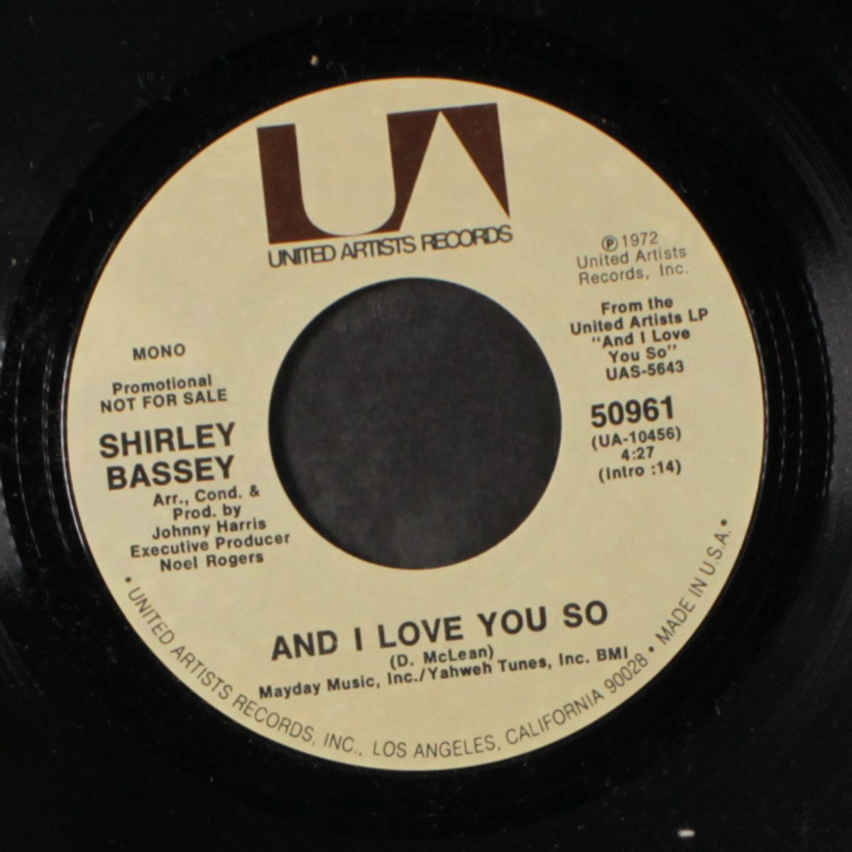and i love you so / mono by SHIRLEY BASSEY
