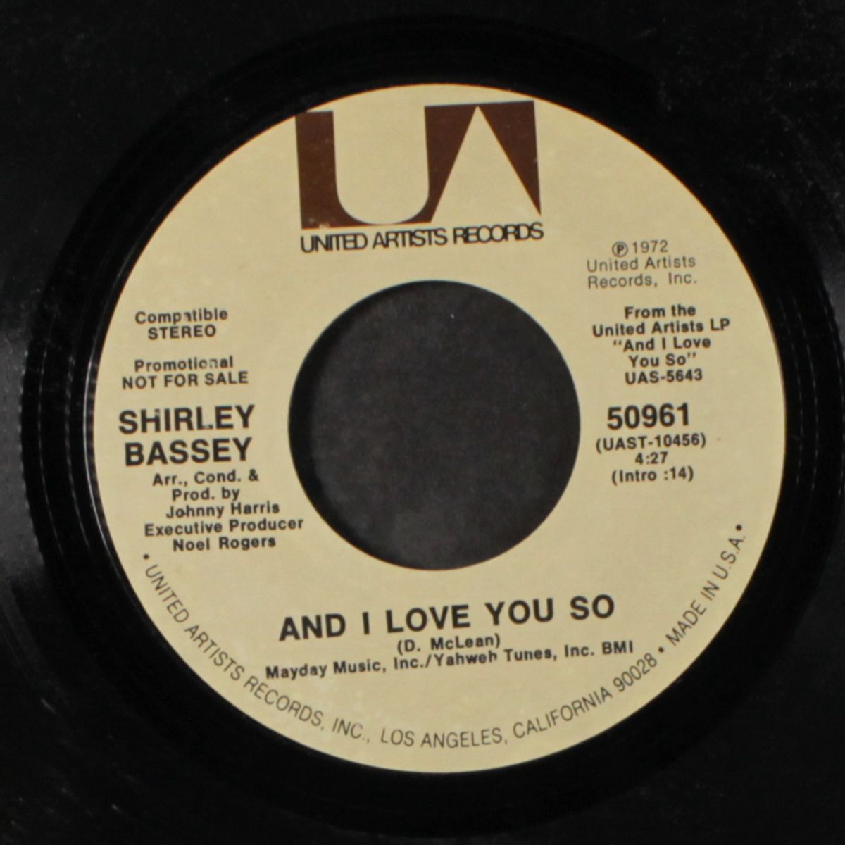 and i love you so / mono by SHIRLEY BASSEY