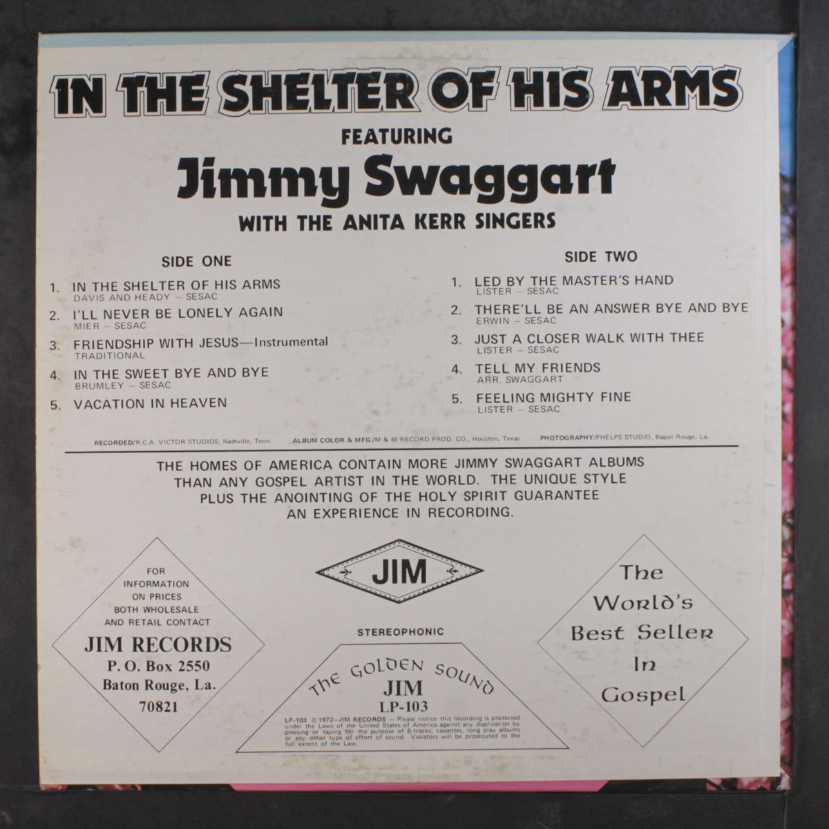 in the shelter of his arms by JIMMY SWAGGART