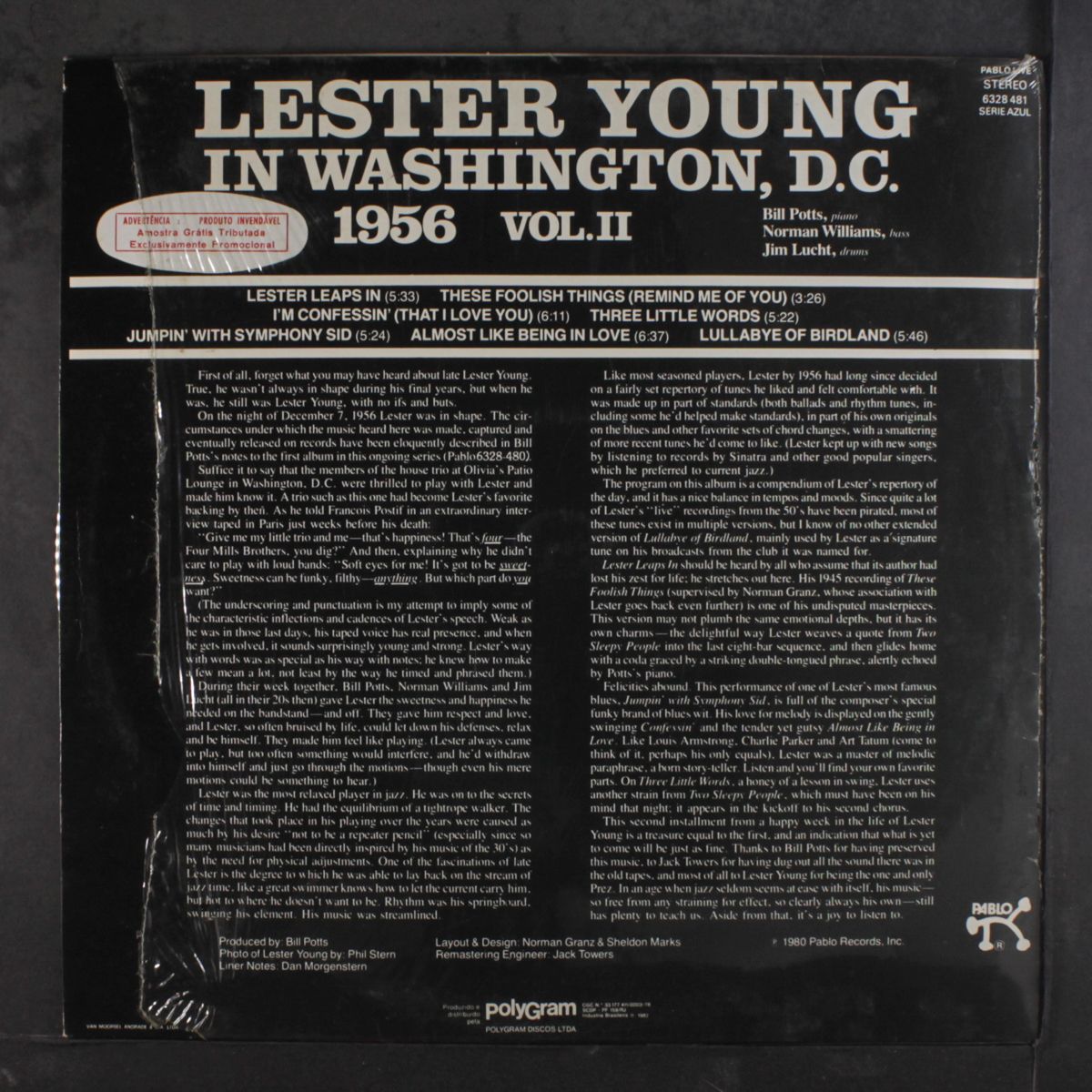 in washington d.c. 1956, vol. 2 by LESTER YOUNG