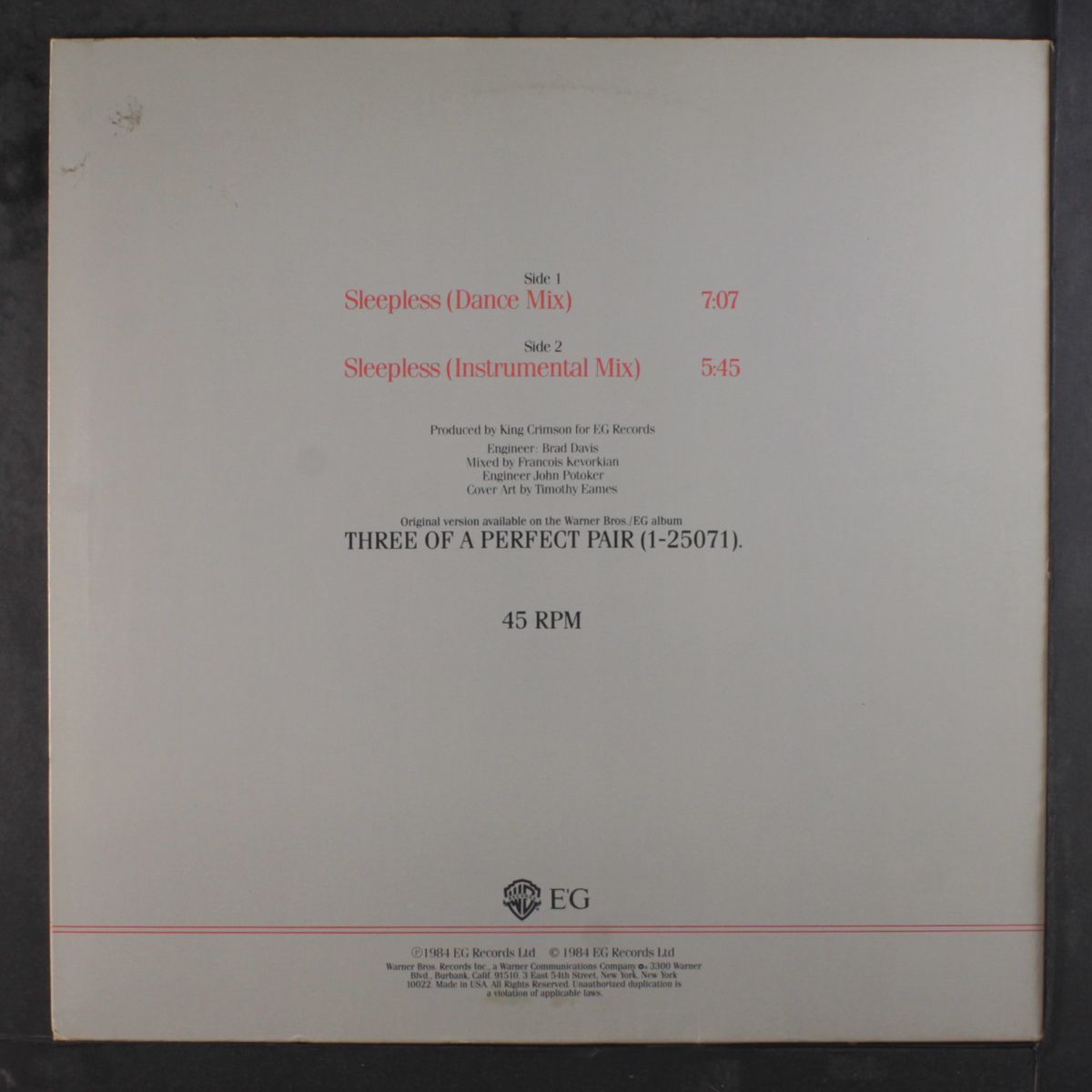 sleepless (dance / sleepless (instro)) by KING CRIMSON
