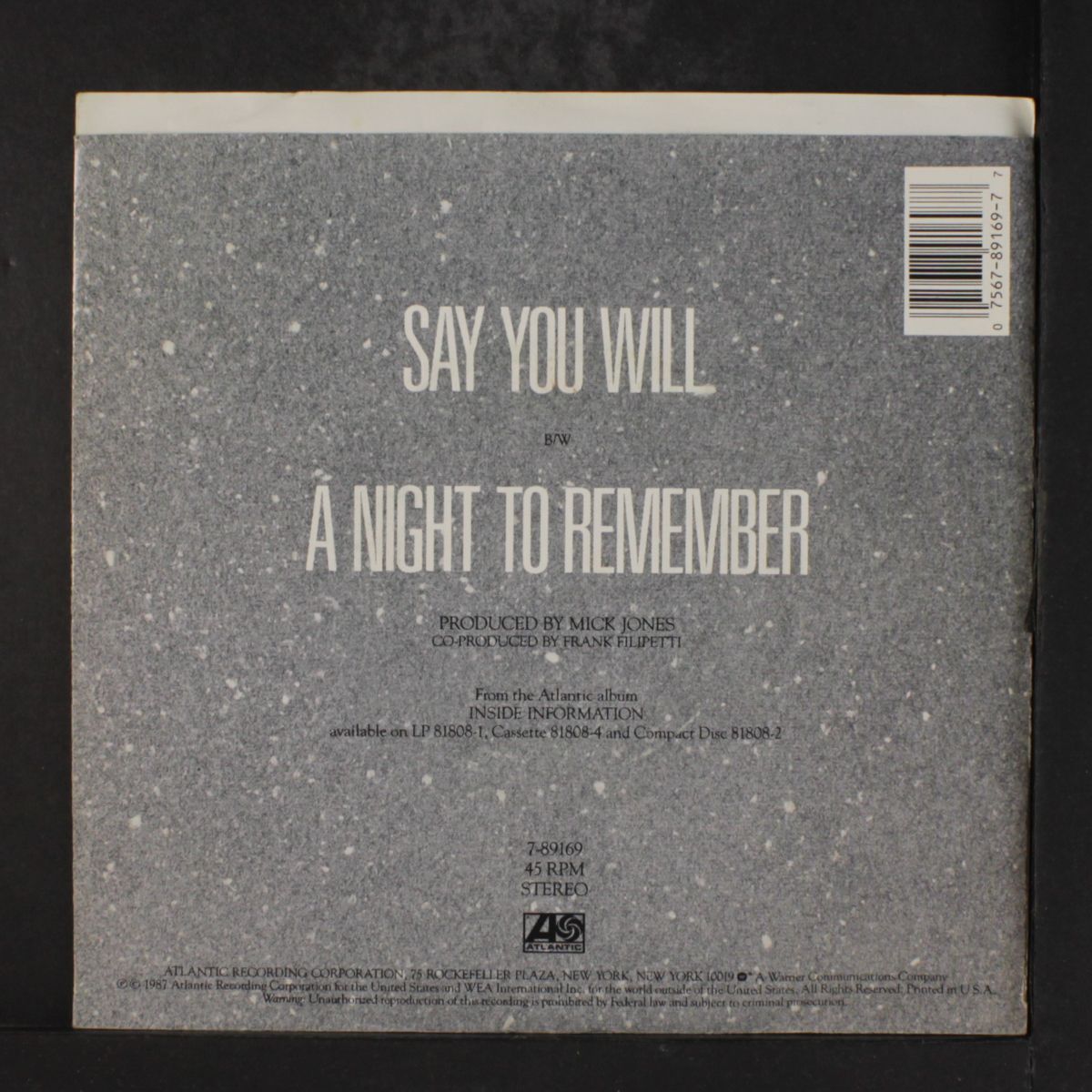 say you will / same by FOREIGNER